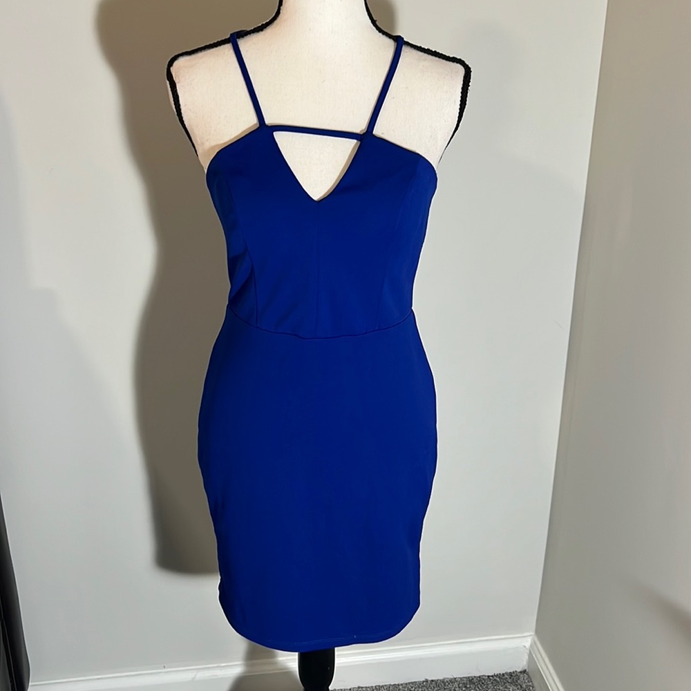 CRYSTAL DOLL Royal Blue Mini Dress